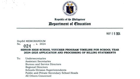 MAY 9, 2024 DM 024, S. 2024 – Senior High School Voucher .
